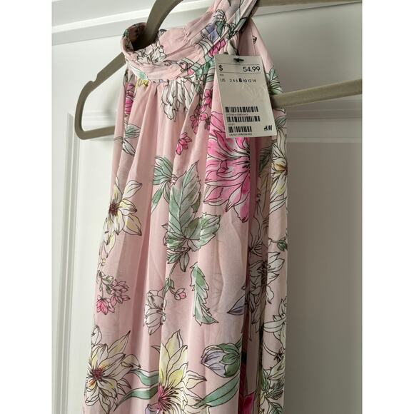 H&M Floral Crepe Dress in Blush Size 8 NWT - Picture 5 of 6